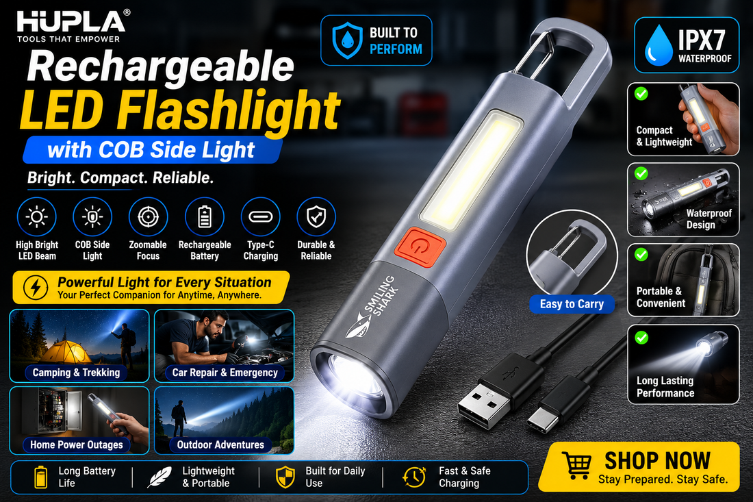 Rechargeable LED Flashlight with COB Side Light: The Ultimate Torch for Camping, Emergencies & Everyday Use