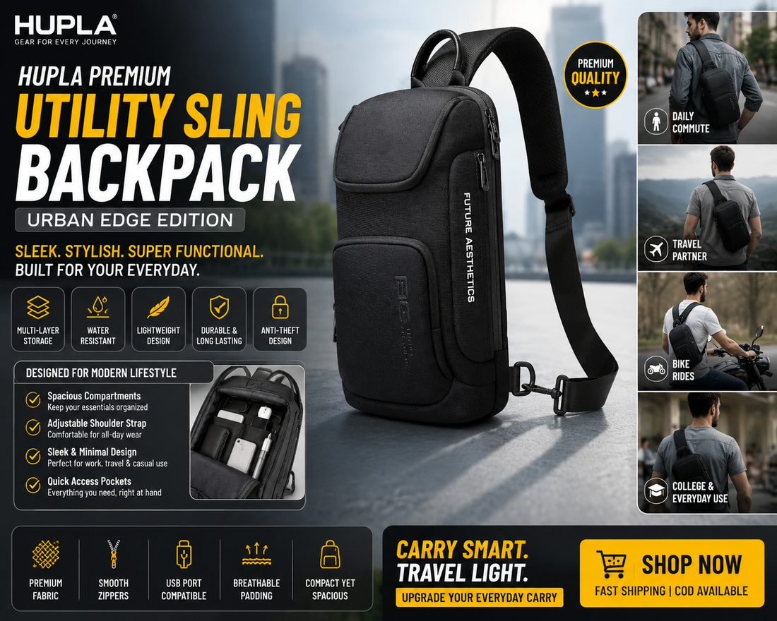 HUPLA Premium Utility Sling Backpack: The Perfect Everyday Carry for Work, Travel & Daily Adventures Carry Smarter. Travel Lighter. Stay Organized.