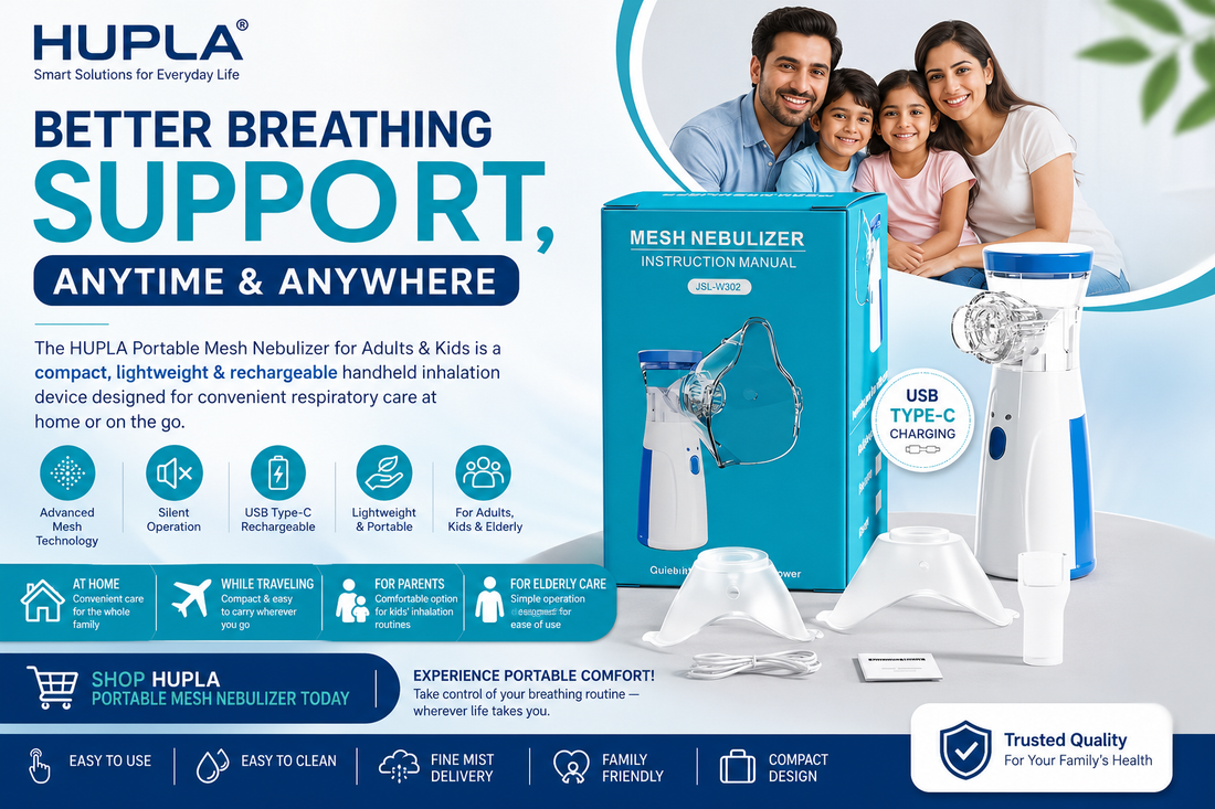 HUPLA Portable Mesh Nebulizer: Breathe Comfortably Anywhere with Silent &amp; Portable Inhalation