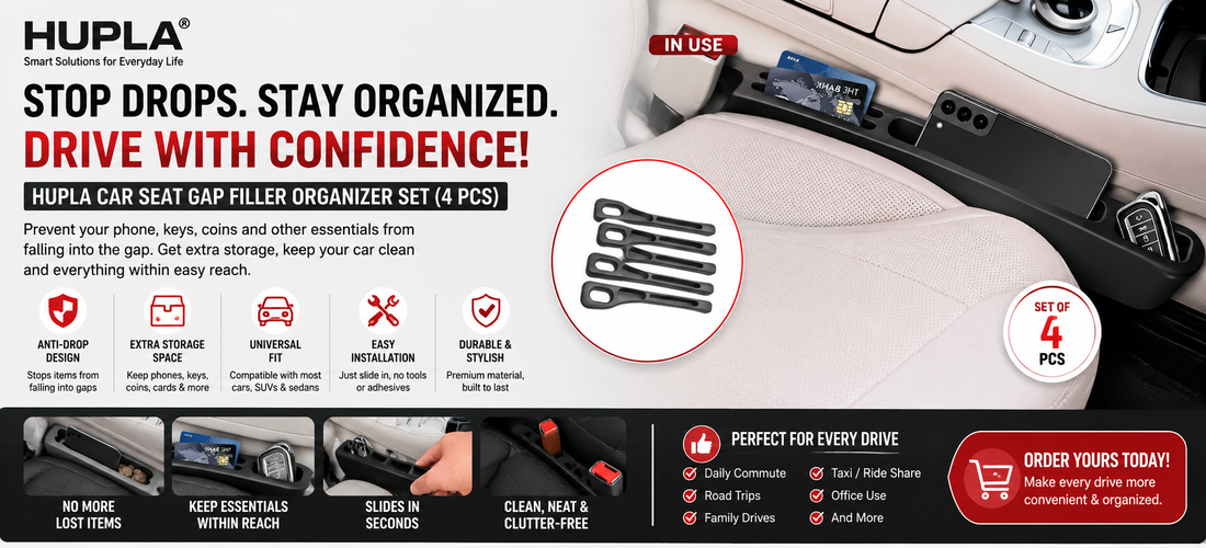 Keep Your Car Organized with the HUPLA Car Seat Gap Filler Organizer Set (4 PCS)