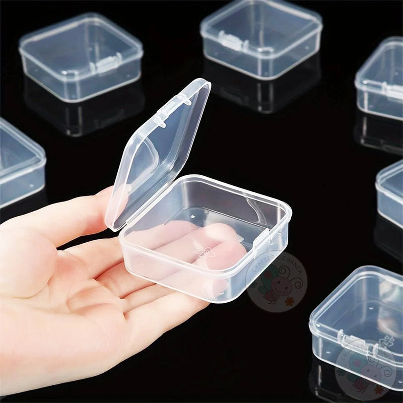 HUPLA Transparent Mini Plastic Storage Box 6 PCS with Hinged Lid | Small Multipurpose Organizer Container for Jewellery, Beads, Screws, Crafts & Small Accessories | 1 Pc