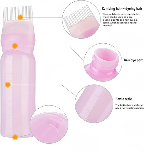 Hair Oil Applicator Bottle with Comb Nozzle – 17cm Scalp Massager & Hair Dye Applicator Bottle for Easy Hair Care