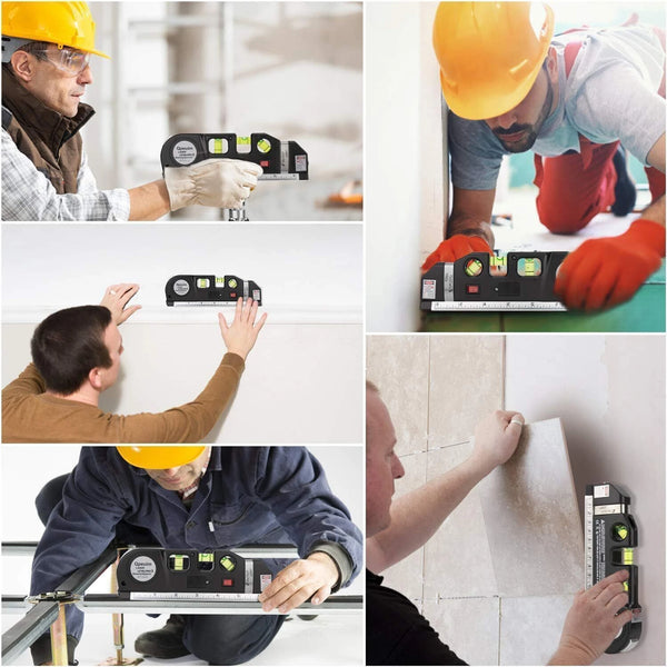 HUPLA 4-in-1 Multipurpose Laser Level Tool | Laser Line, Bubble Level, Measuring Tape & Ruler for Home, DIY & Installation