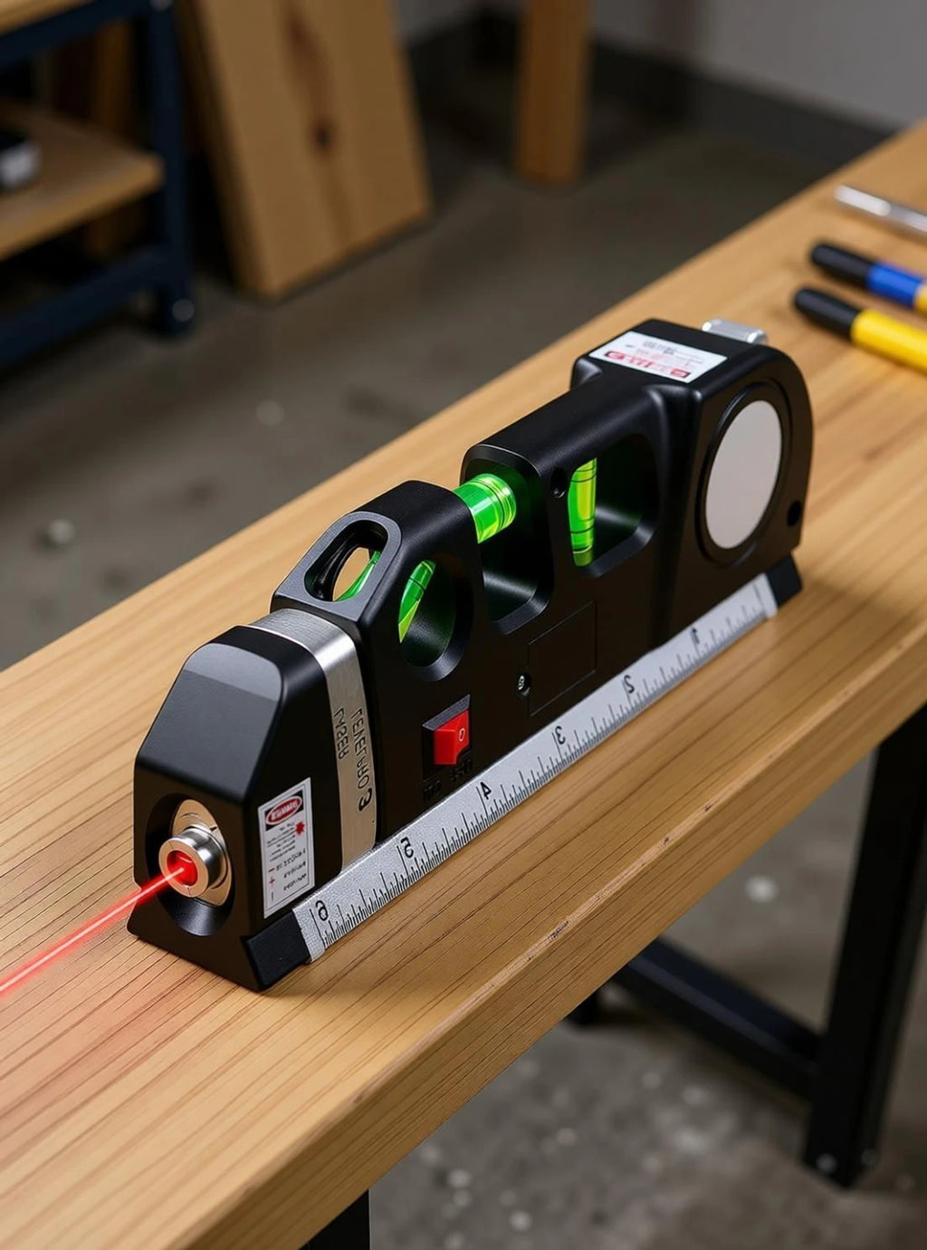 HUPLA 4-in-1 Multipurpose Laser Level Tool | Laser Line, Bubble Level, Measuring Tape & Ruler for Home, DIY & Installation