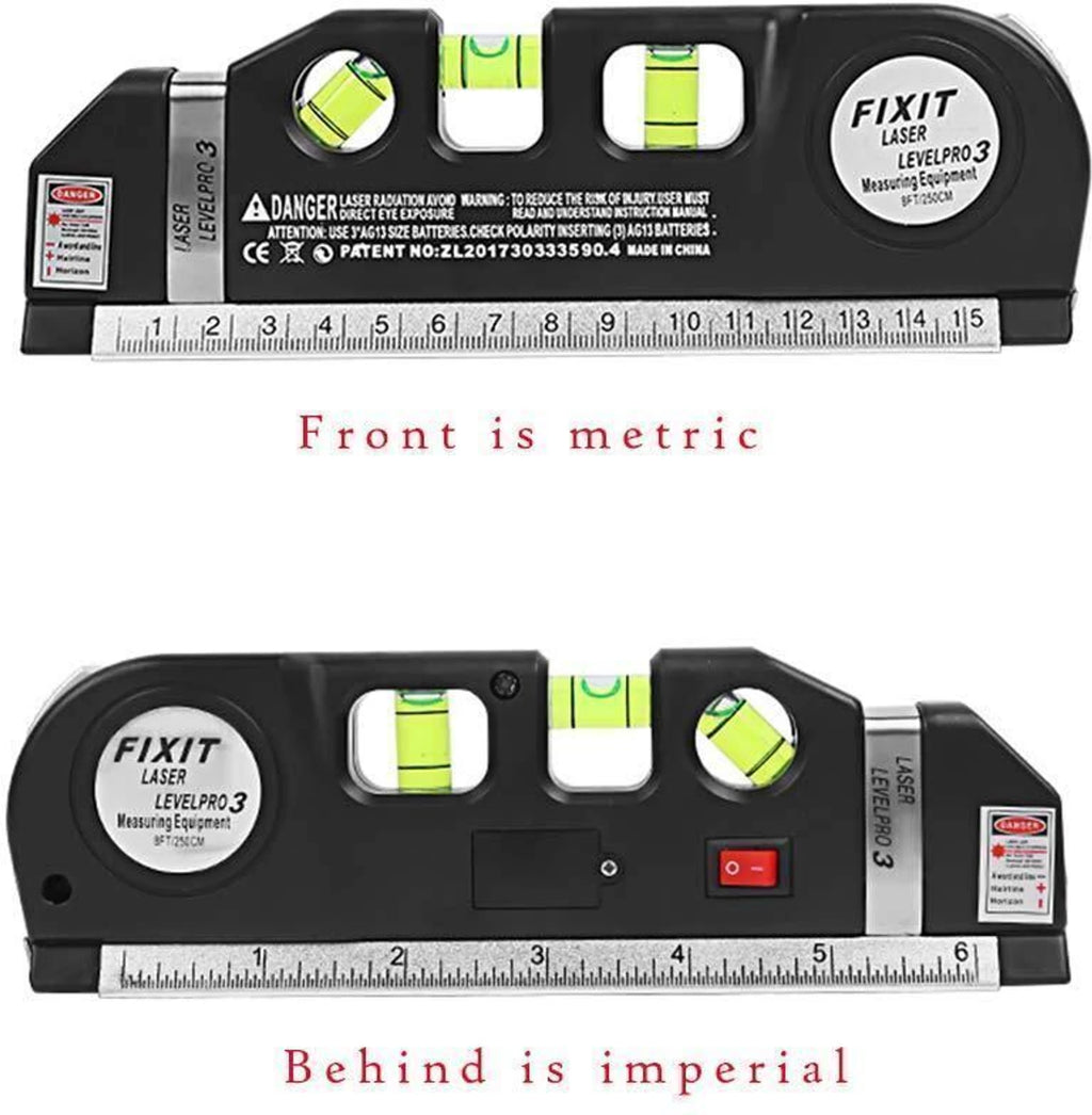 HUPLA 4-in-1 Multipurpose Laser Level Tool | Laser Line, Bubble Level, Measuring Tape & Ruler for Home, DIY & Installation