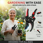 Professional Pruning Shears SK5 Steel Blade Color : Red & Black | Garden Secateurs Cutter | Heavy Duty Plant Trimming Tool with Safety Lock