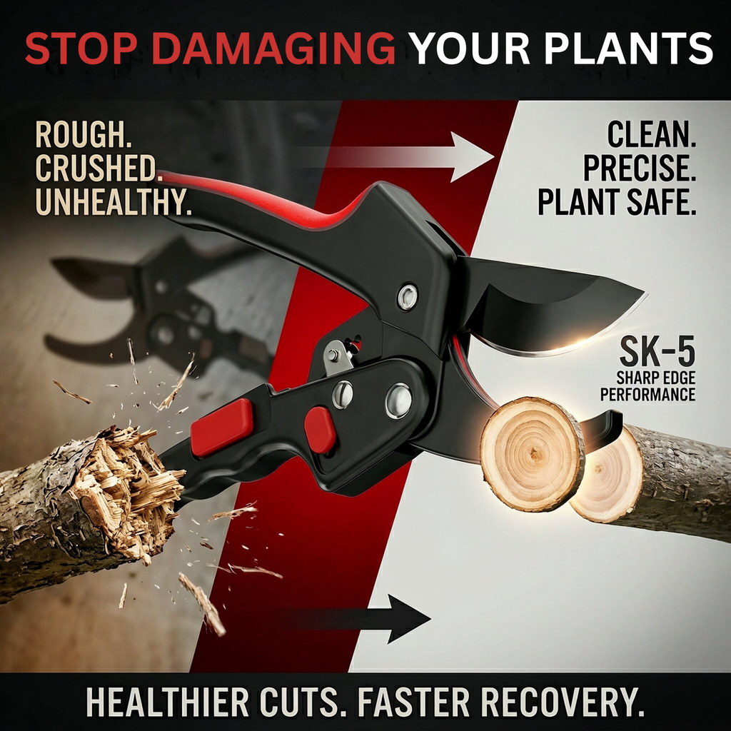Professional Pruning Shears SK5 Steel Blade Color : Red & Black | Garden Secateurs Cutter | Heavy Duty Plant Trimming Tool with Safety Lock