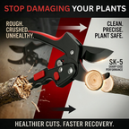 Professional Pruning Shears SK5 Steel Blade Color : Red & Black | Garden Secateurs Cutter | Heavy Duty Plant Trimming Tool with Safety Lock