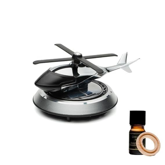 HUPLA Solar Powered Rotating Helicopter Car Dashboard Air Freshener | 360° Spinning Aromatherapy Diffuser | Luxury Car Interior Perfume Decoration