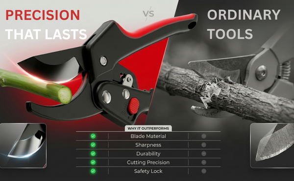 Professional Pruning Shears SK5 Steel Blade Color : Red & Black | Garden Secateurs Cutter | Heavy Duty Plant Trimming Tool with Safety Lock