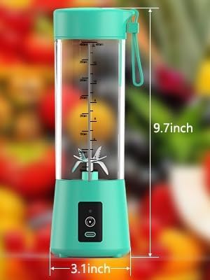 HUPLA Portable USB Rechargeable Juicer Blender 380ml | 6 Stainless Steel Blade Mini Fruit Blender with 1200mAh Battery for Smoothies, Shakes & Juices