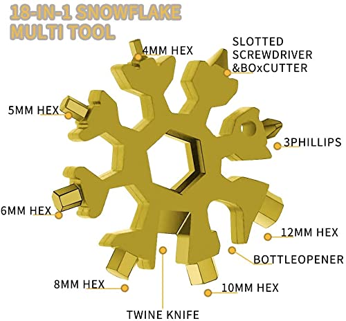 HUPLA Snowflake Multi-Tool Keychain | Compact Multipurpose Pocket Tool with Wrench & Screwdriver Functions