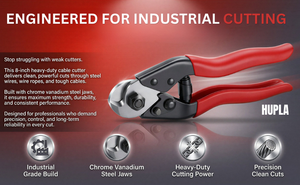 Heavy Duty Wire Rope Cutter 7.7 Inch | Steel Cable Cutter Tool | Stainless Steel Blade for Bicycle, Aircraft Cable & Metal Wire