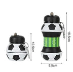 HUPLA Football Design Collapsible Silicone Water Bottle for Kids | Foldable Sports Drinking Bottle with Sipper Spout & Carabiner Clip | Portable Water Bottle for School, Football, Travel & Outdoor Activities – Black, White & Green