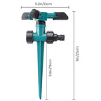 HUPLA 3-Arm Rotating Garden Sprinkler | 360° Lawn Water Sprinkler with Ground Spike for Garden, Plants & Irrigation
