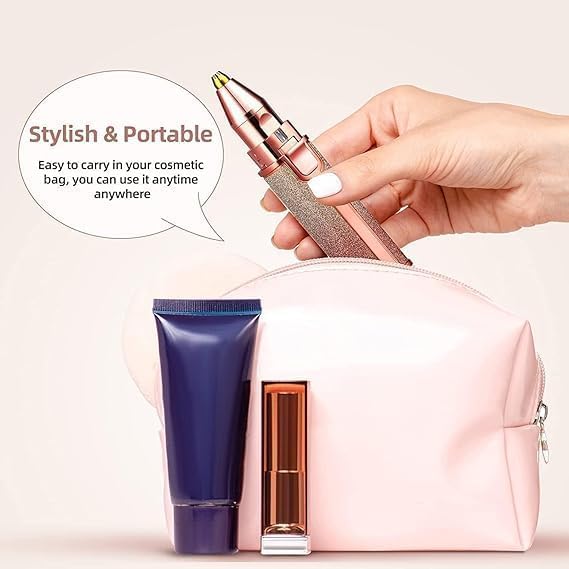 HUPLA 2-in-1 Rechargeable Hair Remover for Women | Eyebrow, Facial & Body Trimmer | Painless Electric Razor with USB Charging & Precision Heads