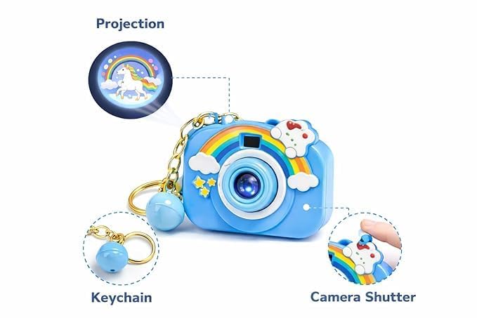 Mini Unicorn Rainbow Projection Camera Keychain – Interactive Light-Up Toy & Bag Charm