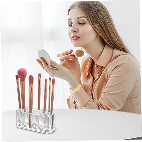 Makeup Brush Holder Organizer – Clear Acrylic Cosmetic Brush Storage Stand for Vanity, Dressing Table & Beauty Essentials