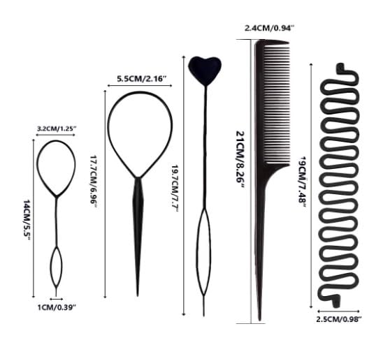 6-Piece Hair Styling Tool Set for Women – Hair Bun Maker, Hair Loop Tool, Sectioning Tool & Styling Comb