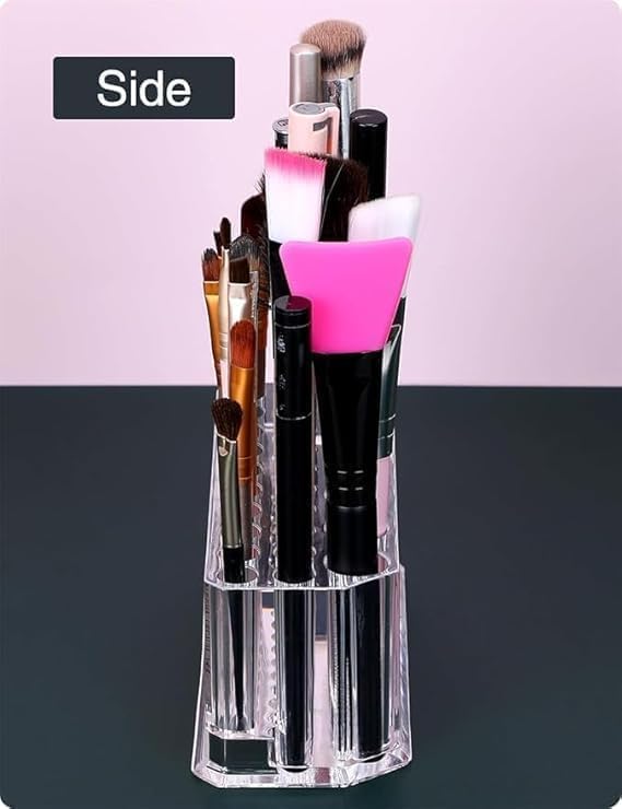Makeup Brush Holder Organizer – Clear Acrylic Cosmetic Brush Storage Stand for Vanity, Dressing Table & Beauty Essentials