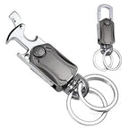 Multi-Function Metal Keychain Bottle Opener with Double Key Rings & Carabiner – Portable Key Holder | 1 Pc
