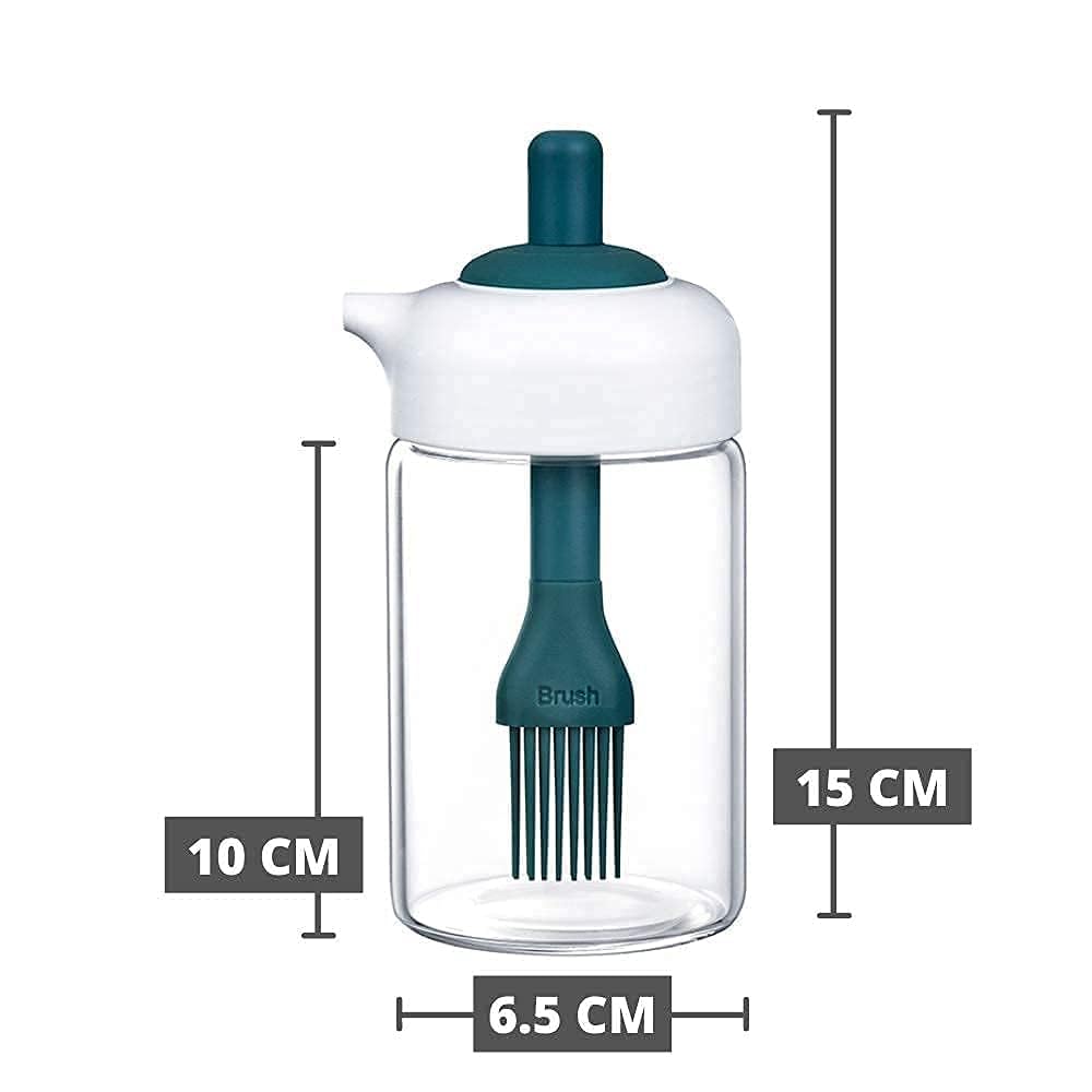 HUPLA Cooking Oil Dispenser Bottle with Silicone Basting Brush | Refillable Oil Brush Container for Cooking, BBQ, Baking & Kitchen Use – 1 Pc