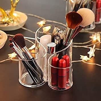 3-Compartment Transparent Cup Holder Organizer – Multi-Section Storage Stand for Kitchen, Dining Table & Home