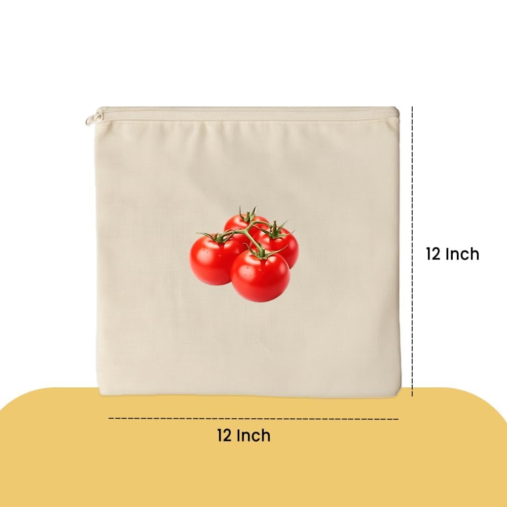 HUPLA Reusable Vegetable & Fruit Storage Bags with Drawstring | Breathable Fabric Kitchen Storage Pouches for Onion, Potato, Tomato & Fresh Produce | Washable Grocery Organizer Bags – Beige