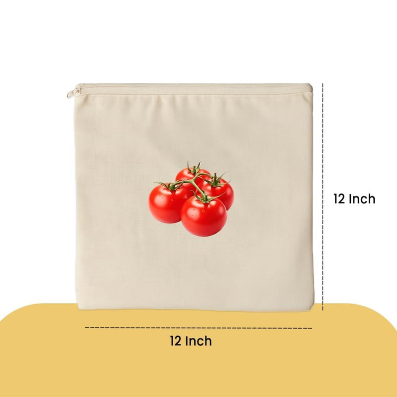 HUPLA Reusable Vegetable & Fruit Storage Bags with Drawstring | Breathable Fabric Kitchen Storage Pouches for Onion, Potato, Tomato & Fresh Produce | Washable Grocery Organizer Bags – Beige