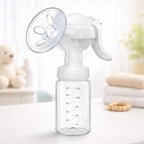 HUPLA Manual Breast Pump with 150ml Milk Collection Bottle | Hand-Operated Breast Milk Pump with Soft Silicone Cushion, Ergonomic Handle & Feeding Nipple | Portable Breastfeeding Accessory for Mothers