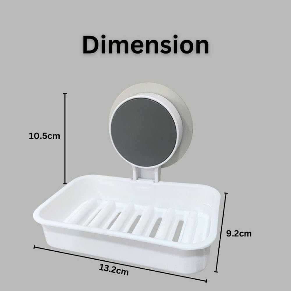 HUPLA Wall Mounted Soap Holder with Suction Cup | No-Drill Bathroom Soap Dish with Raised Drainage Base | White – 1 Piece