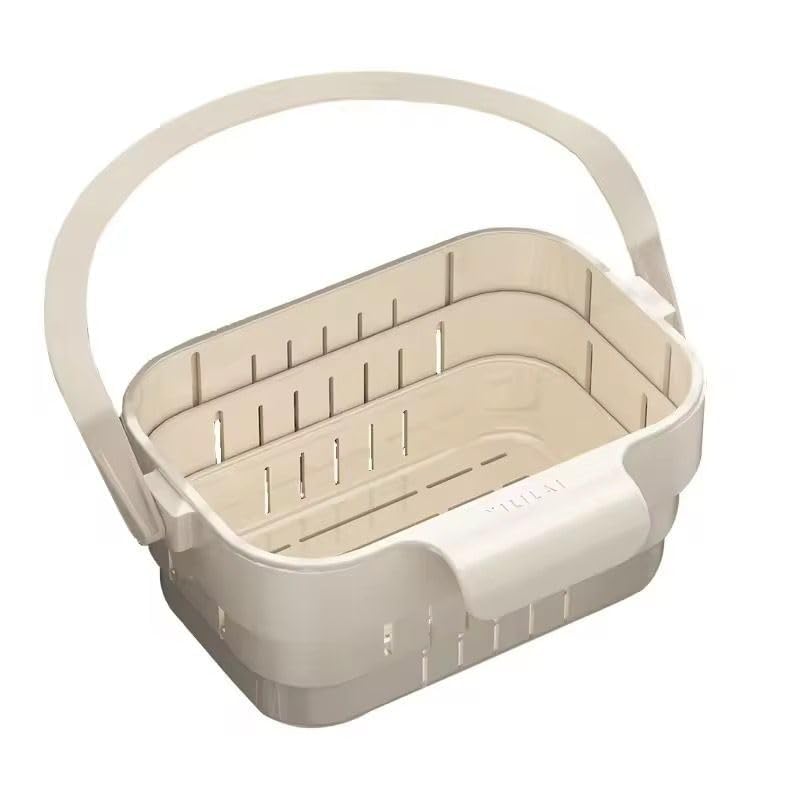 HUPLA Multipurpose Plastic Storage Basket with Carry Handle | Portable Ventilated Organizer Basket for Bathroom, Kitchen, Toiletries & Household Essentials | 1 Pc
