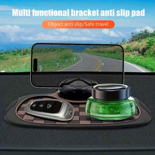 HUPLA 360° Rotating Magnetic Car Phone Holder with Temporary Parking Number | Anti-Slip Dashboard Organizer Mat