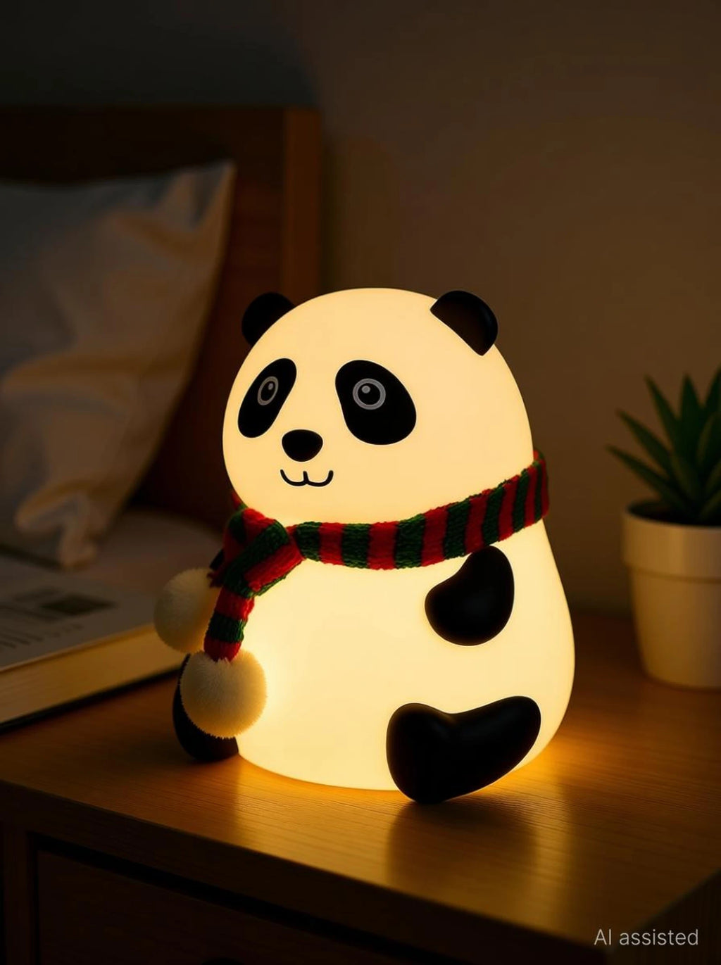 HUPLA Cute Panda LED Night Lamp | Soft Warm Bedside Night Light for Kids Room, Bedroom & Nursery