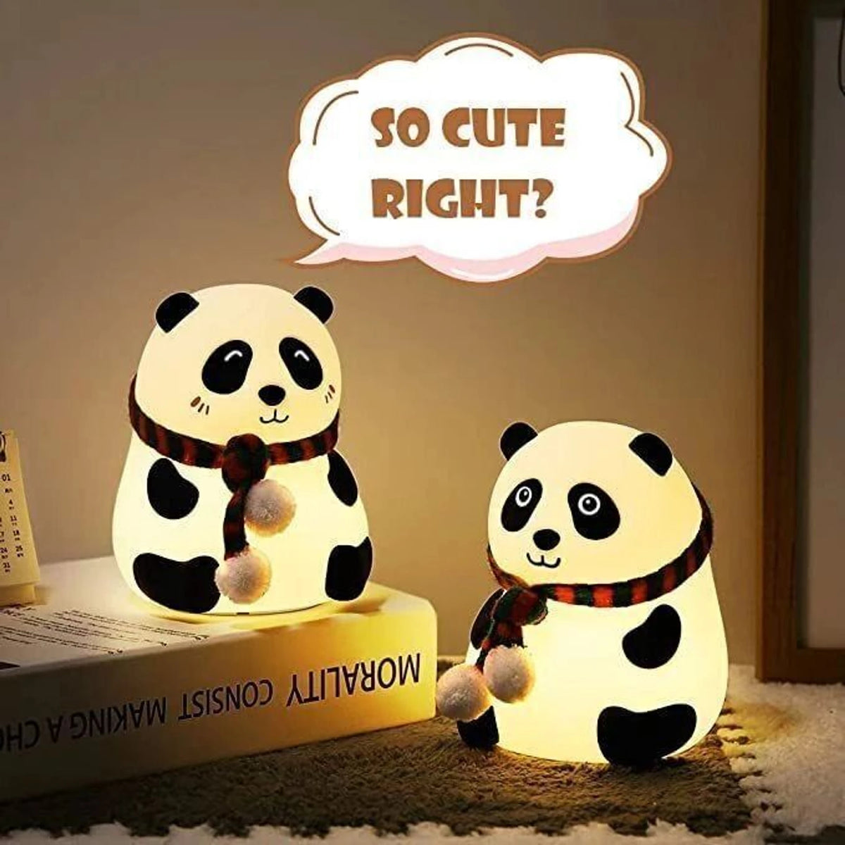 HUPLA Cute Panda LED Night Lamp | Soft Warm Bedside Night Light for Kids Room, Bedroom & Nursery