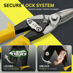 Heavy Duty Aviation Tin Snips – Straight Cut Metal Cutter | Alloy Steel Blade | Non-Slip Grip Sheet Cutting Tool