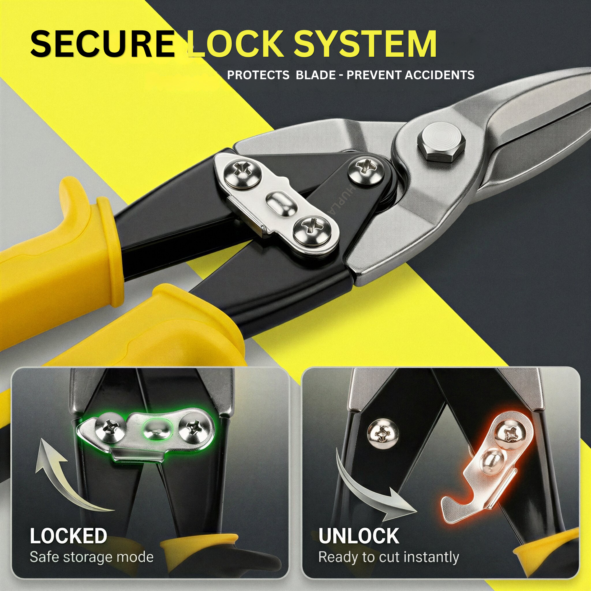 Heavy Duty Aviation Tin Snips – Straight Cut Metal Cutter | Alloy Steel Blade | Non-Slip Grip Sheet Cutting Tool