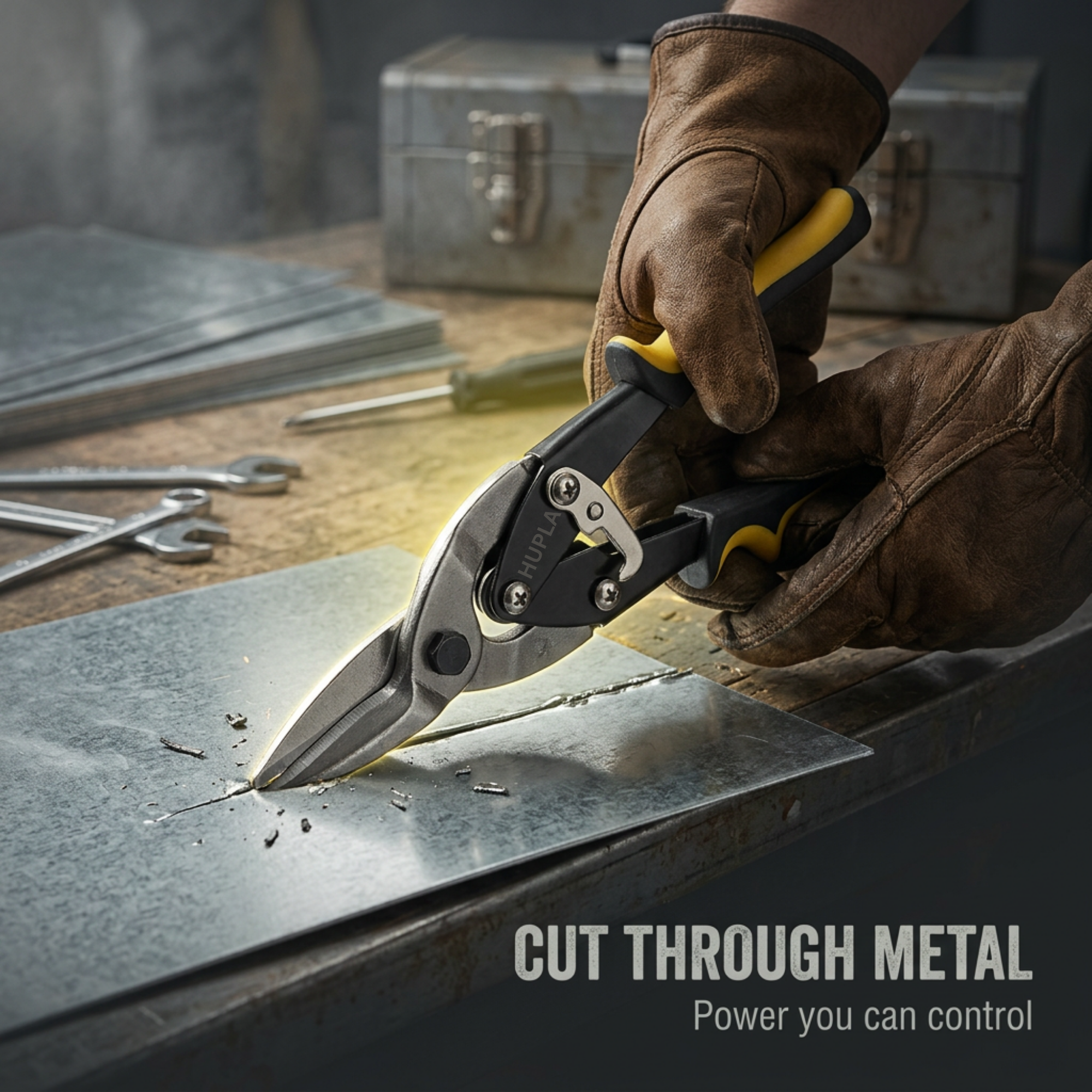 Heavy Duty Aviation Tin Snips – Straight Cut Metal Cutter | Alloy Steel Blade | Non-Slip Grip Sheet Cutting Tool