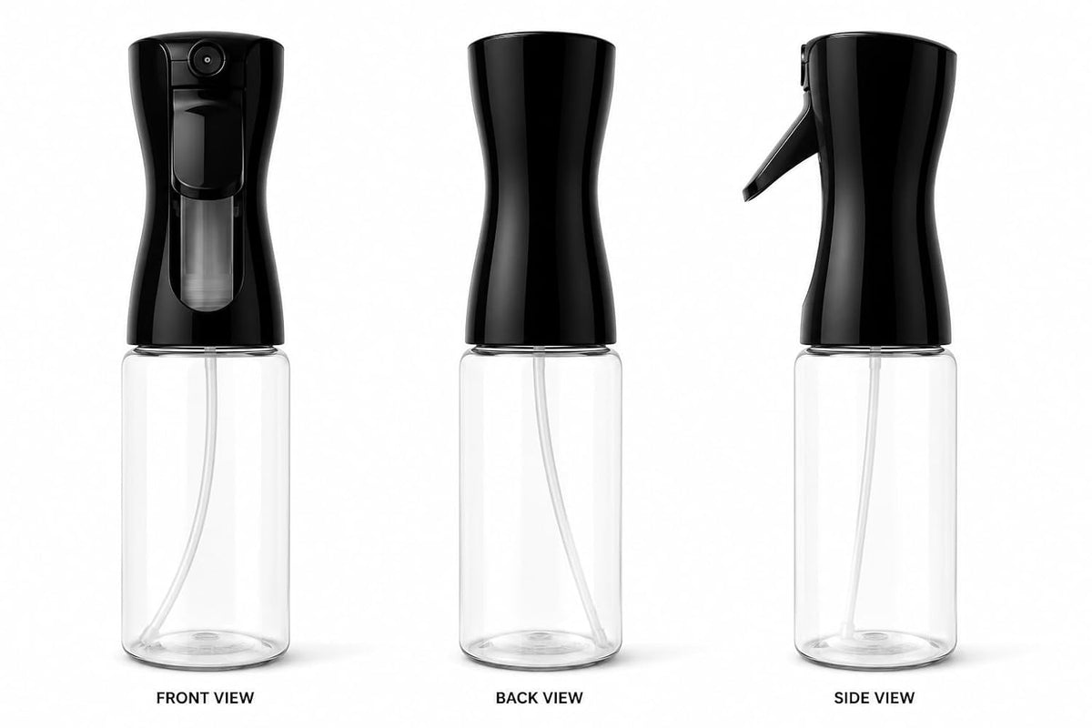 HUPLA Cooking Oil Spray Bottle | Fine Mist Oil Sprayer for Kitchen, Air Fryer, BBQ, Salad & Baking | Refillable Oil Dispenser – Black