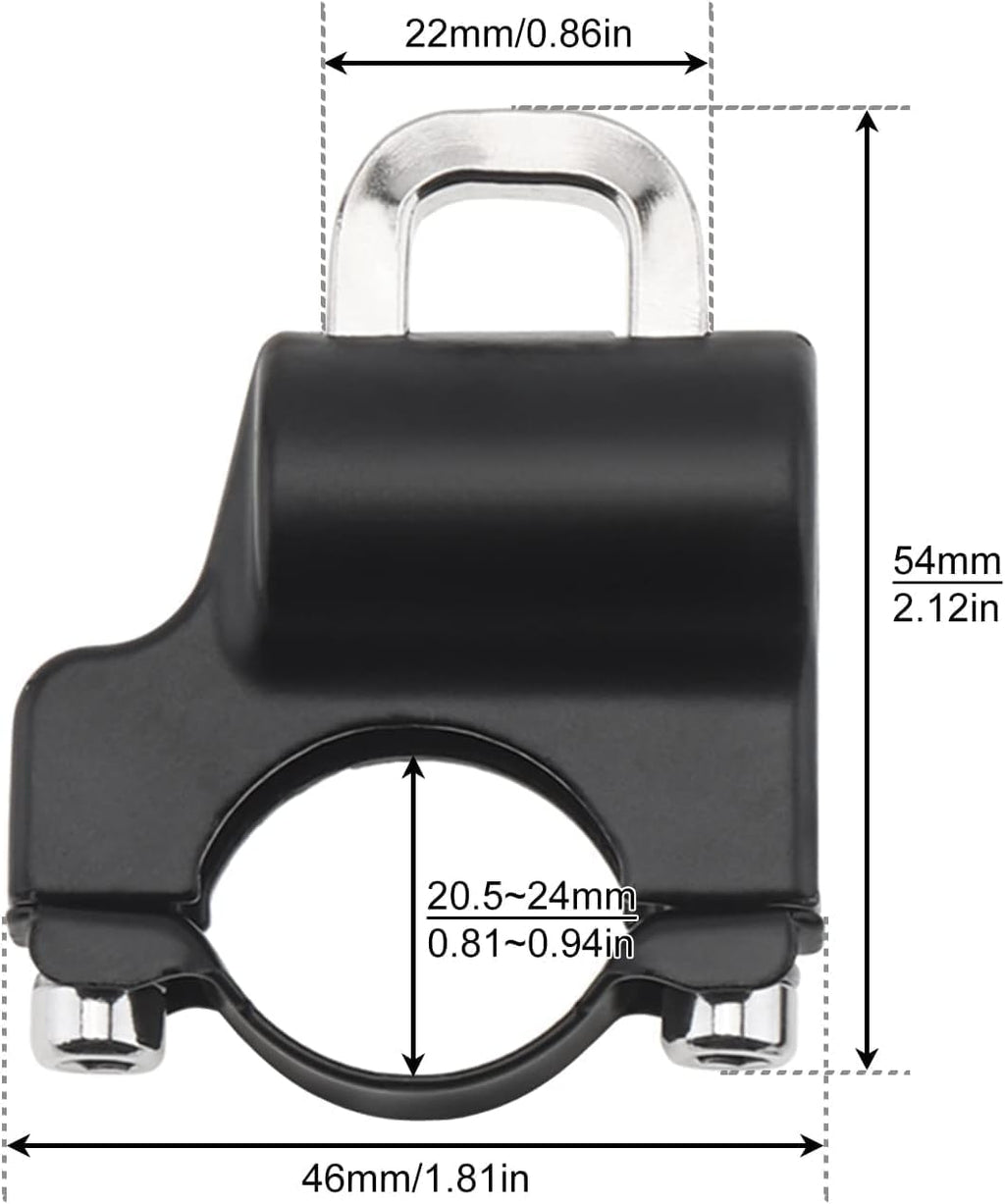 HUPLA Motorcycle Helmet Lock with 2 Keys | Universal Handlebar Mount Helmet Security Lock with Metal Shackle & Installation Kit for Bikes & Scooters – Black