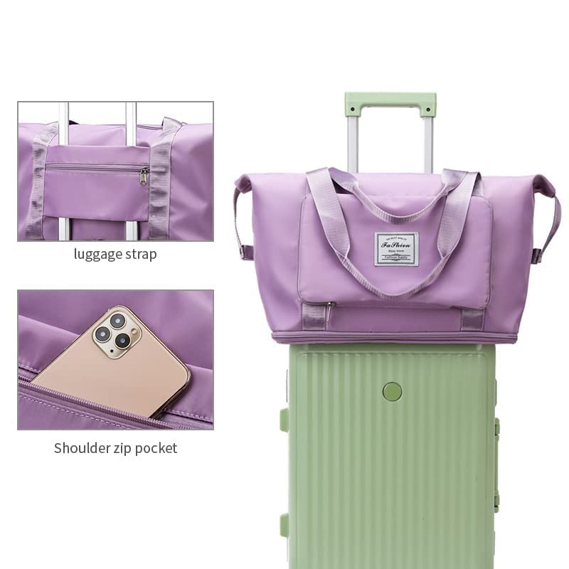 HUPLA Foldable Expandable Travel Bag for Women | Large Capacity Tote Bag | Lightweight Folding Luggage Bag | Weekend, Shopping & Travel Bag