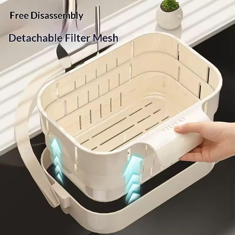 HUPLA Multipurpose Plastic Storage Basket with Carry Handle | Portable Ventilated Organizer Basket for Bathroom, Kitchen, Toiletries & Household Essentials | 1 Pc