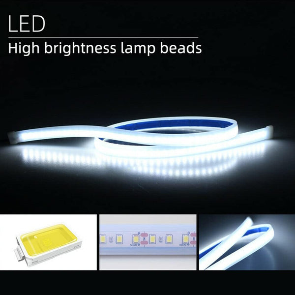 Car Front Grille LED Light Bar – Stylish Blue Illuminated DRL Strip for Automotive Exterior Styling