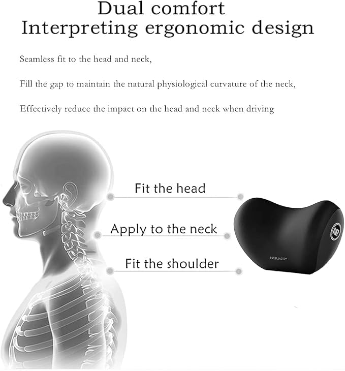 Car Neck Pillow for Headrest – Ergonomic Neck Support Cushion for Comfortable Driving, Black/Grey