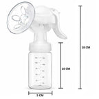 HUPLA Manual Breast Pump with 150ml Milk Collection Bottle | Hand-Operated Breast Milk Pump with Soft Silicone Cushion, Ergonomic Handle & Feeding Nipple | Portable Breastfeeding Accessory for Mothers