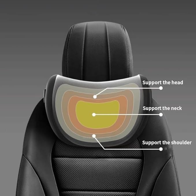 Car Neck Pillow for Headrest – Ergonomic Neck Support Cushion for Comfortable Driving, Black/Grey