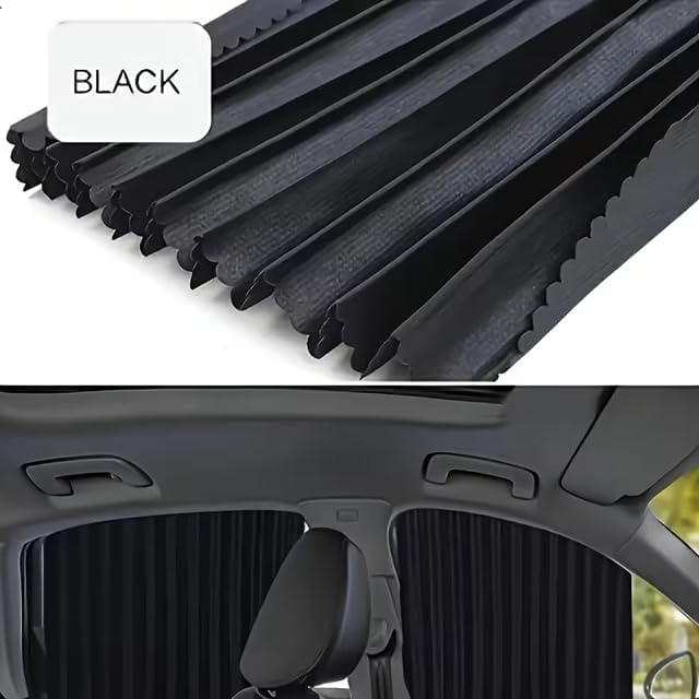 HUPLA Car Window Sun Shade Curtains | Pleated Privacy & Sun Protection Shades for Side Windows – 4 Pcs Set