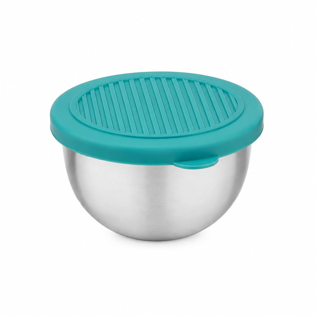 HUPLA Stainless Steel Food Storage Bowl with Lid | Reusable Round Kitchen Container for Snacks, Fruits, Dry Fruits & Leftovers | Colourful Lid Options