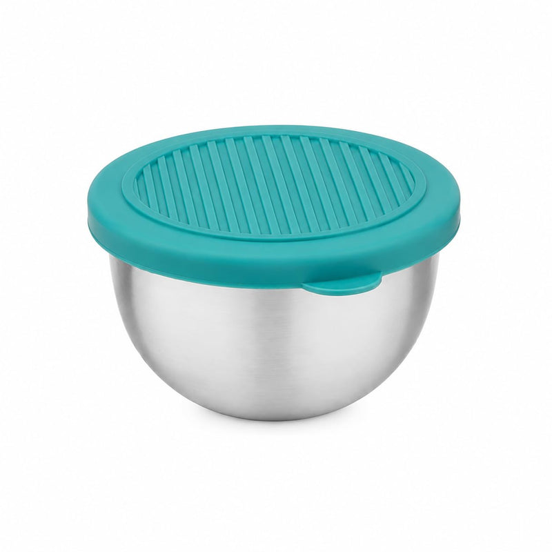 HUPLA Stainless Steel Food Storage Bowl with Lid | Reusable Round Kitchen Container for Snacks, Fruits, Dry Fruits & Leftovers | Colourful Lid Options