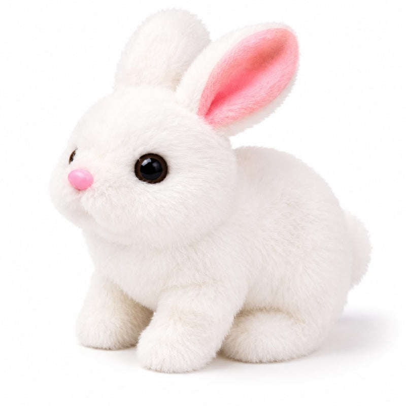 HUPLA Walking & Talking Rabbit Toy | Interactive White Bunny Soft Toy with Walking Movement, Bunny Sounds, Moving Ears & Nose | Battery Operated Plush Animal Toy for Kids – 1 Pc